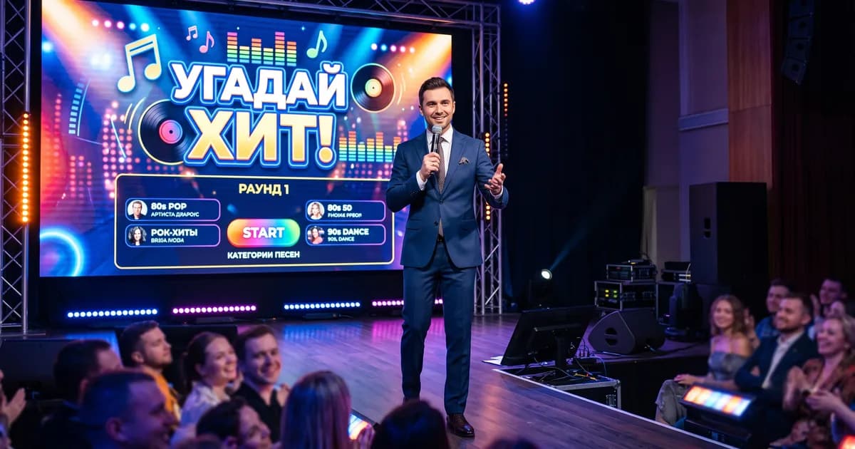 Новые интерактивы для экрана на свадьбу и корпоратив: инструменты ведущего 2026 года — иллюстрация к статье